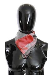 Costume National Röd 100% Siden Märkt Grå Halsduk