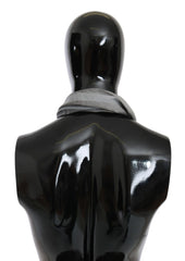 GF Ferre Gray Wool Viscose Foulard Patterned Branded Scarf