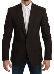 Dolce & Gabbana Brown Slim Fit Coat Jacket MARTINI Blazer