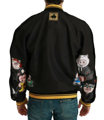 Dolce &amp; Gabbana svart YEAR OF THE PIG bomberjakke