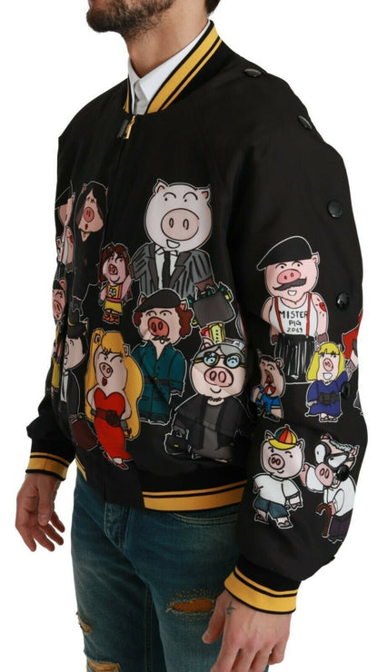 Dolce &amp; Gabbana svart YEAR OF THE PIG bomberjakke