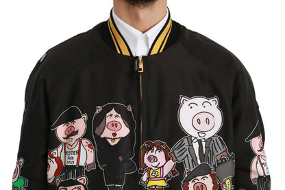 Dolce &amp; Gabbana svart YEAR OF THE PIG bomberjakke