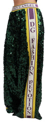 Dolce & Gabbana Green Sequin Trousers Queens Angel Pants