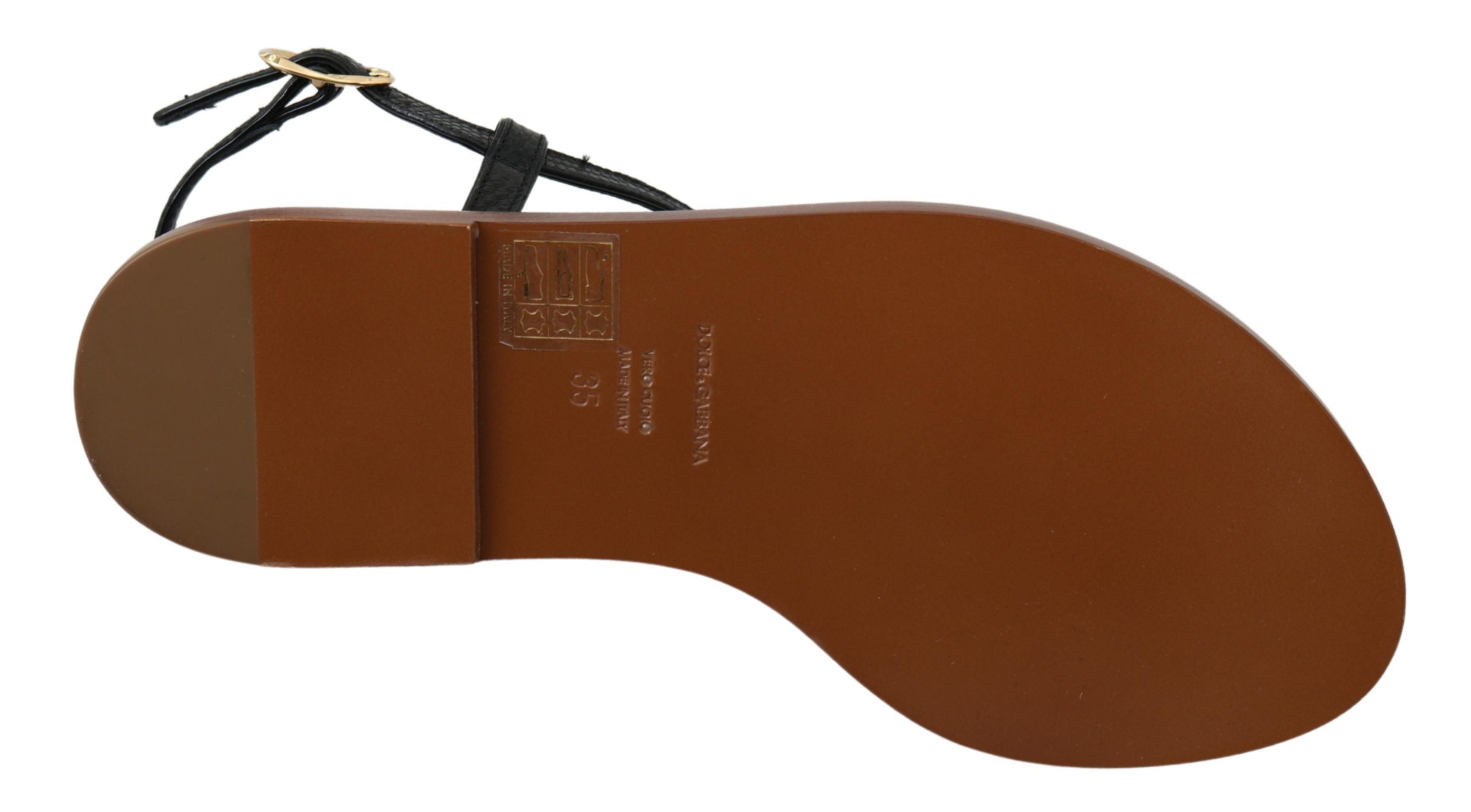 Svarta Lädermynt Flip Flops Sandaler Skor