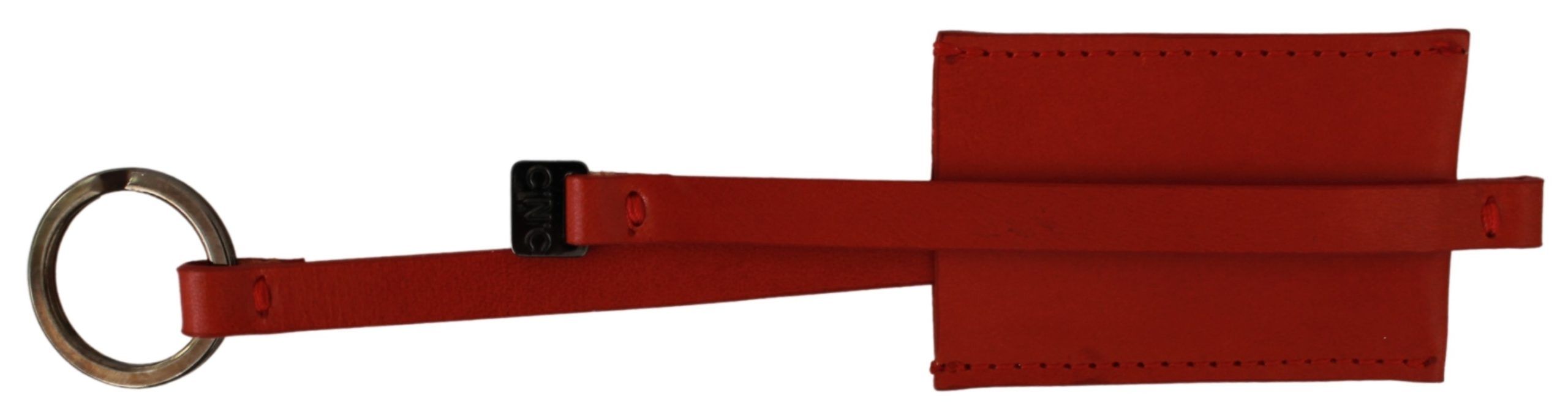 Costume National röd lädernyckelring med logotyp