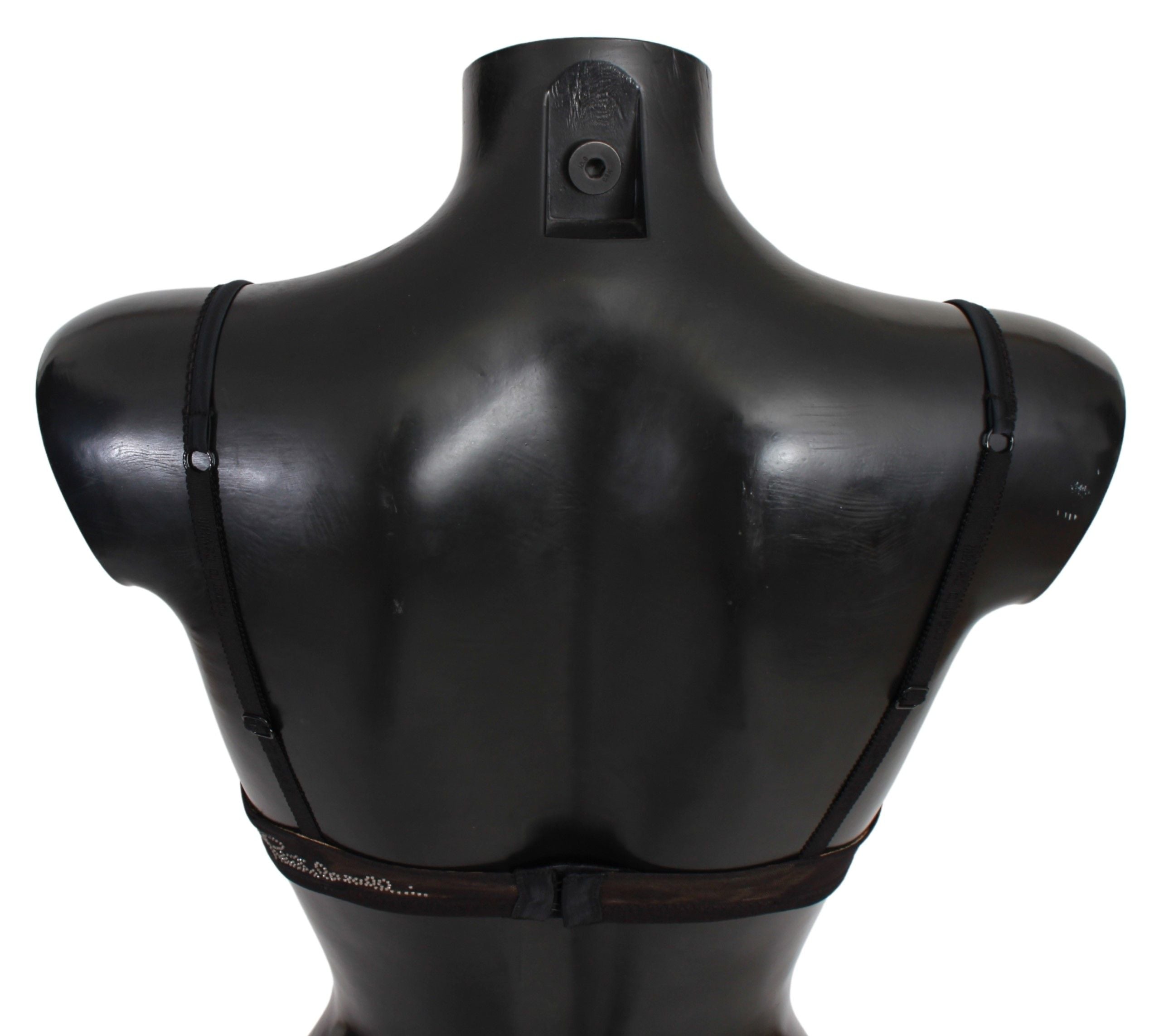 Svart leopardfärgad nylon push up-bh underkläder