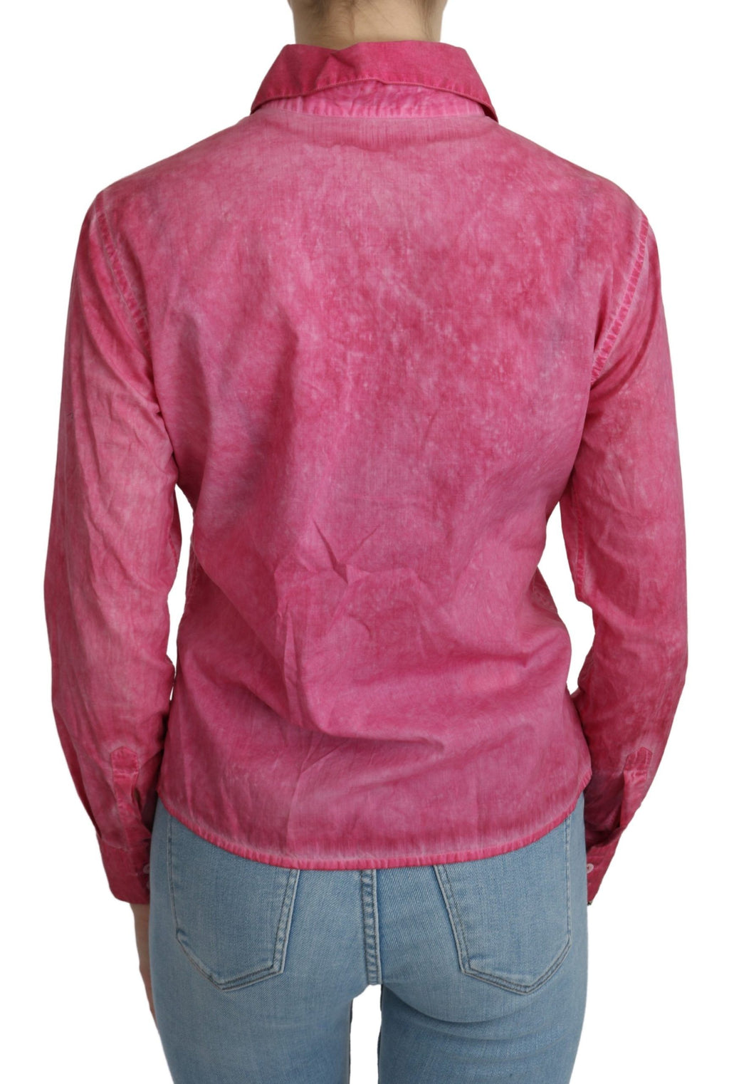 Rosa långärmad skjortblus med krage