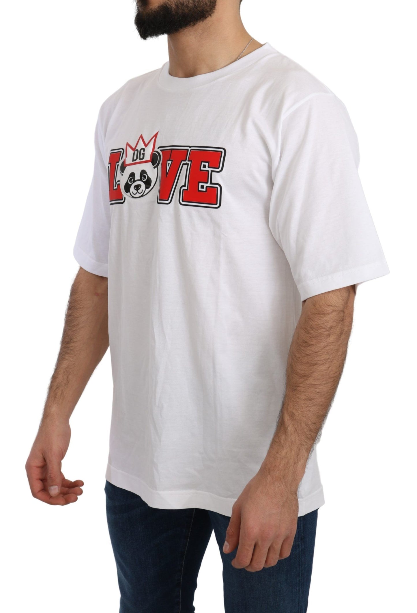 Dolce &amp; Gabbana Vit Love Panda Mönstrad Topp T-shirt