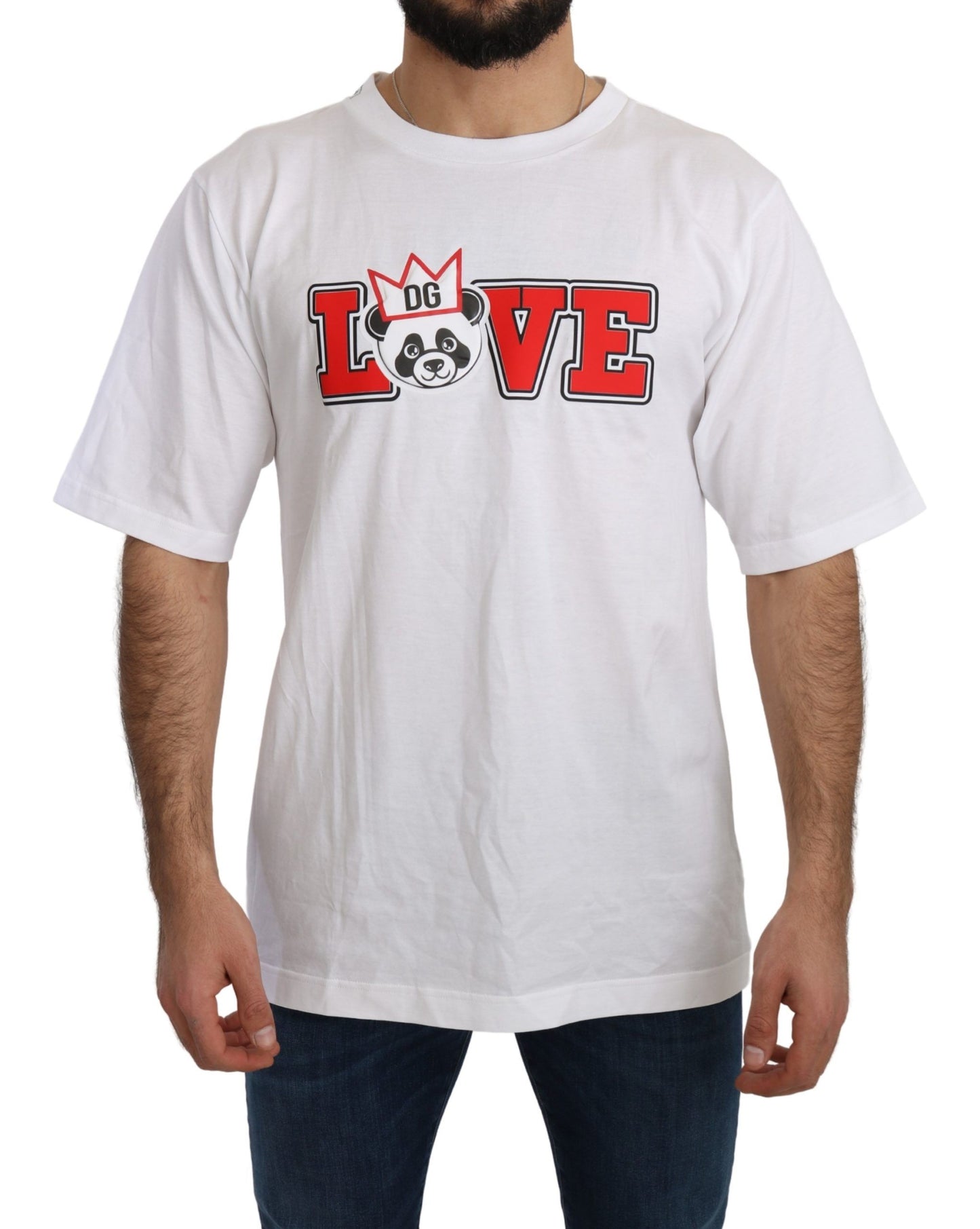 Dolce &amp; Gabbana Vit Love Panda Mönstrad Topp T-shirt