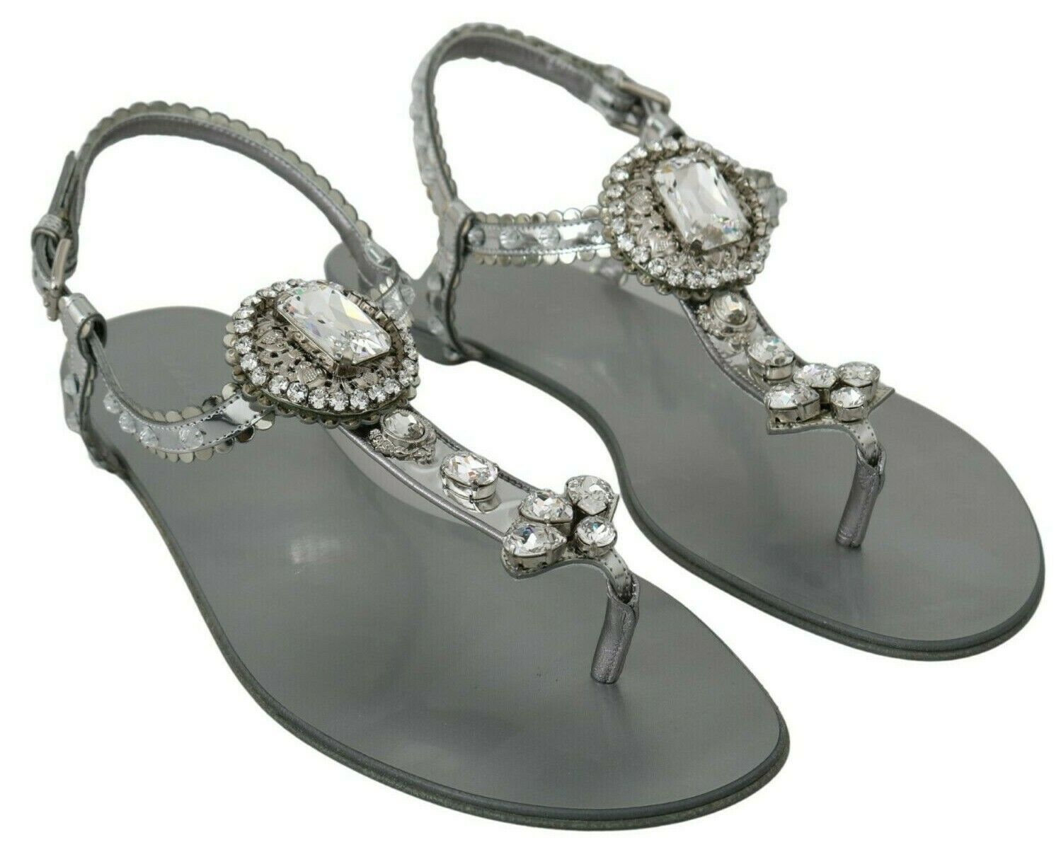 Silverfärgade kristallsandaler Flip-flops skor