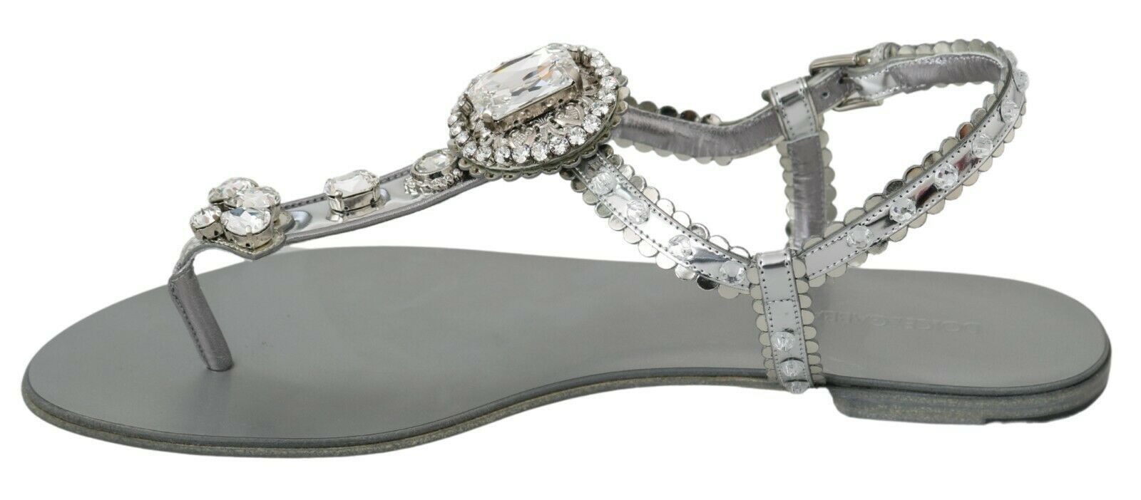Silverfärgade kristallsandaler Flip-flops skor