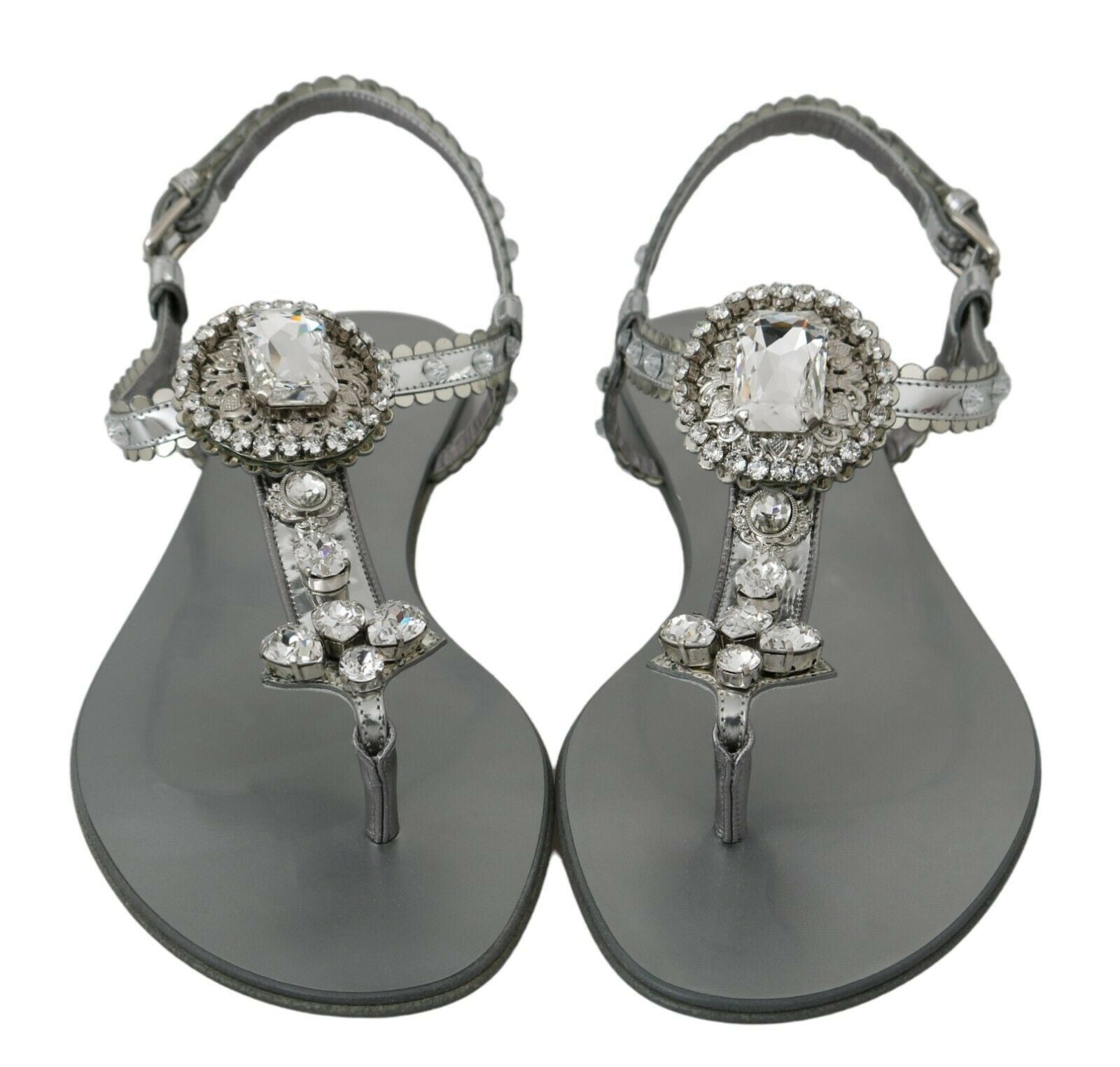 Silverfärgade kristallsandaler Flip-flops skor