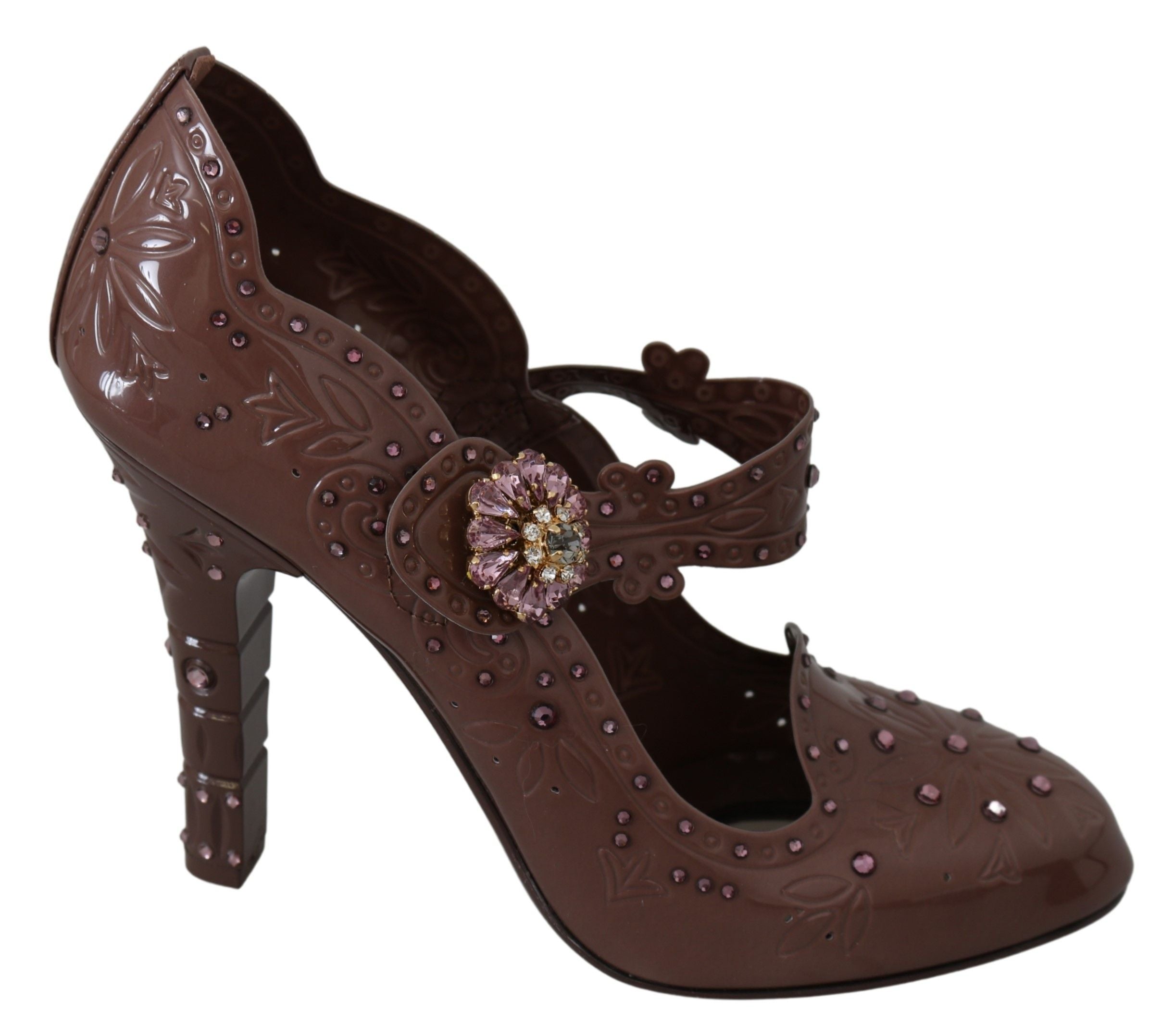 Bruna blommiga kristaller CINDERELLA klackskor