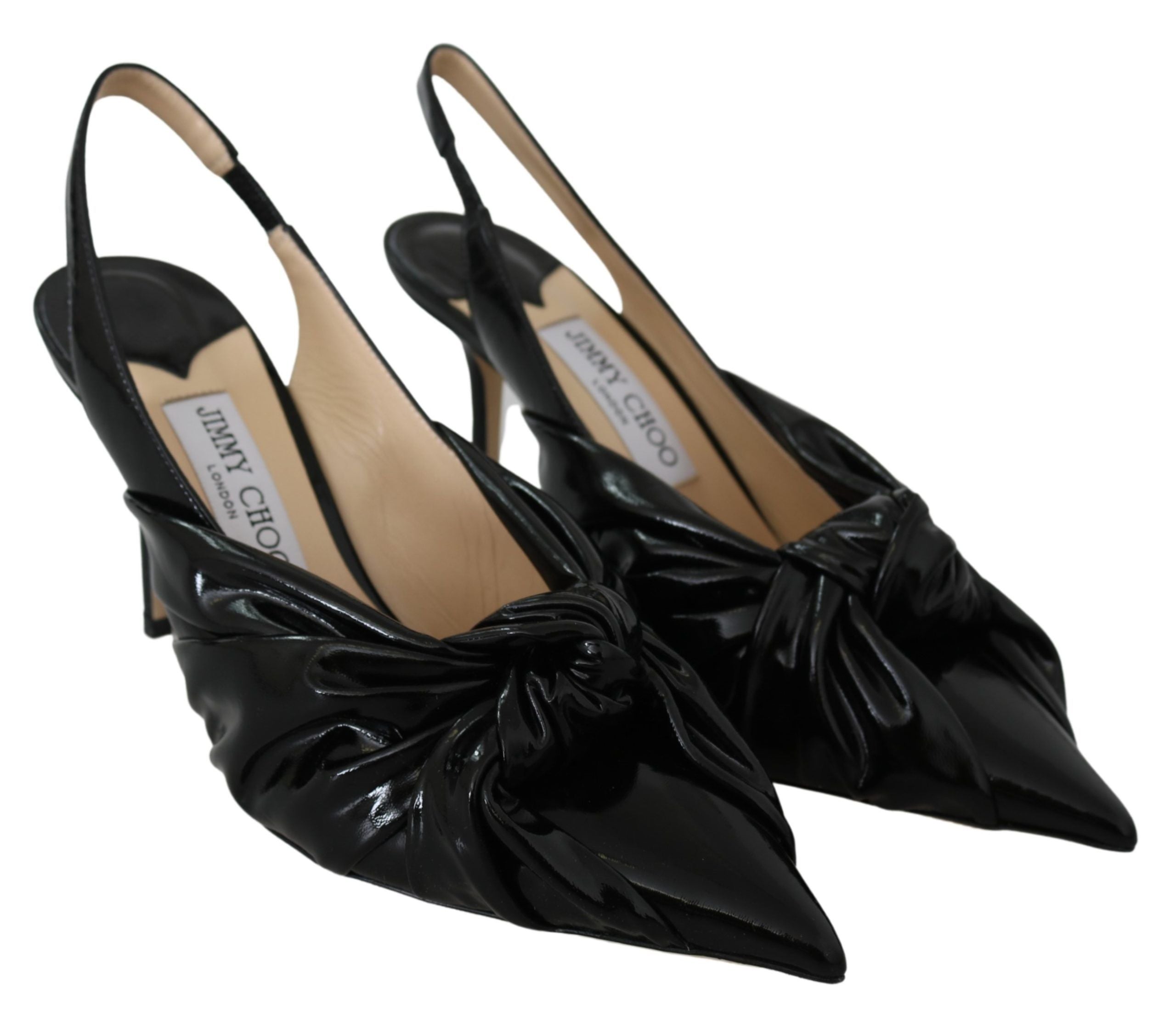 Eleganta svarta pumps med spetsiga tå i läder