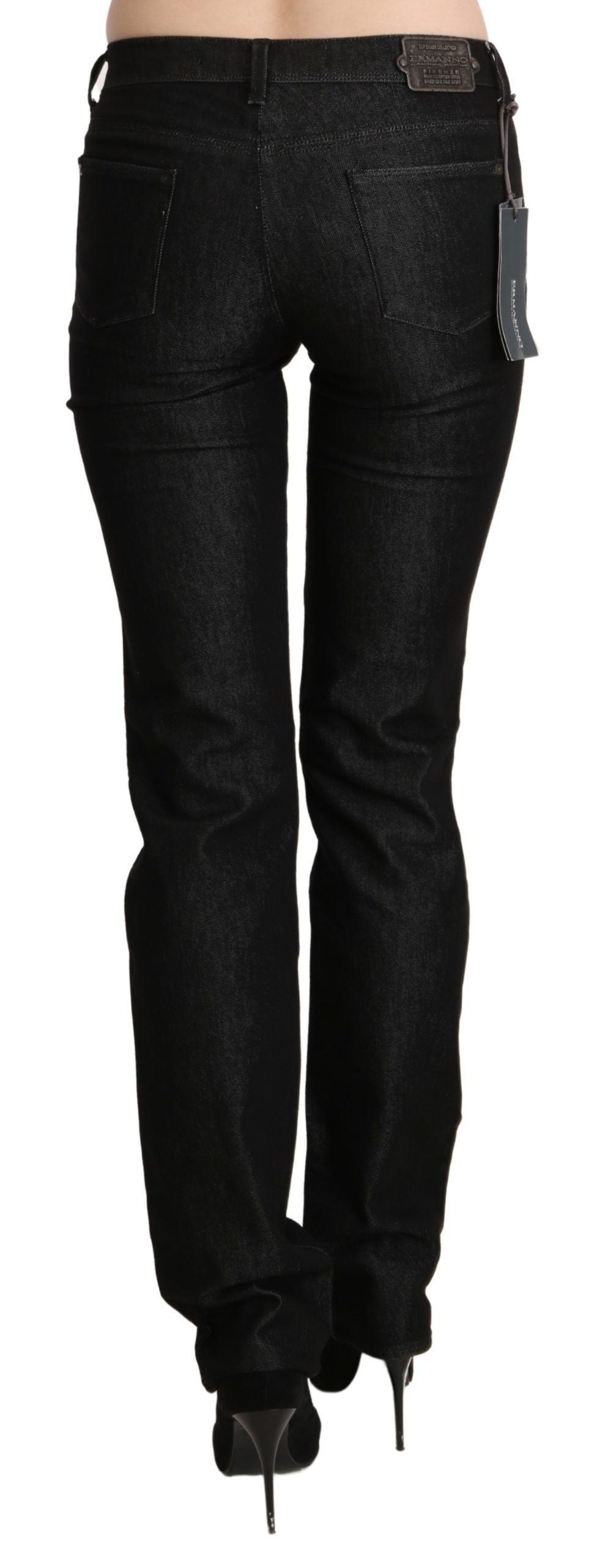 Svarta skinny slim denimbyxor med medelhög midja