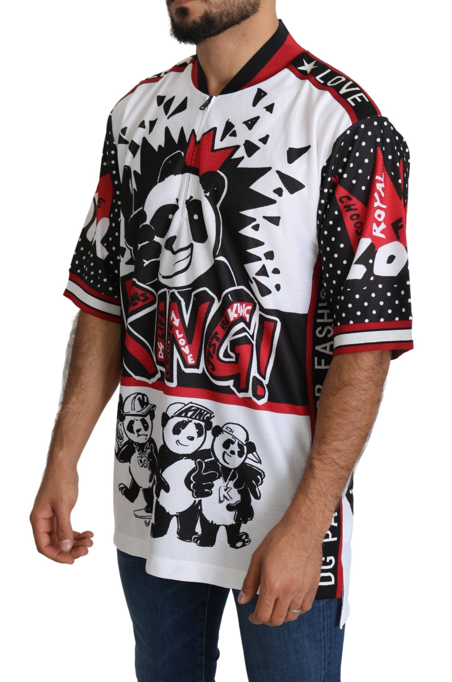 Dolce &amp; Gabbana Vit King Panda Topp Polyester Herr T-shirt