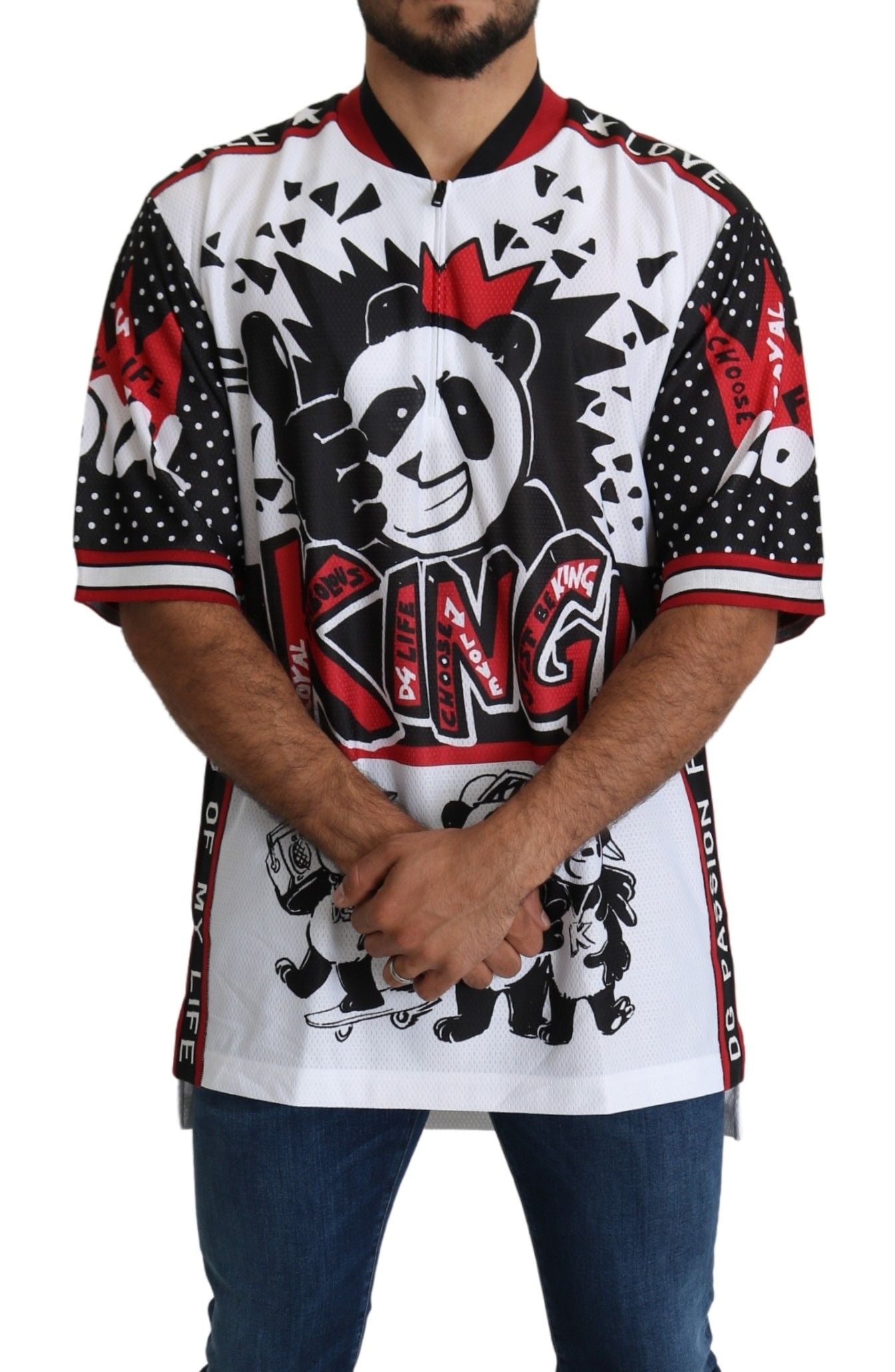 Dolce &amp; Gabbana Vit King Panda Topp Polyester Herr T-shirt