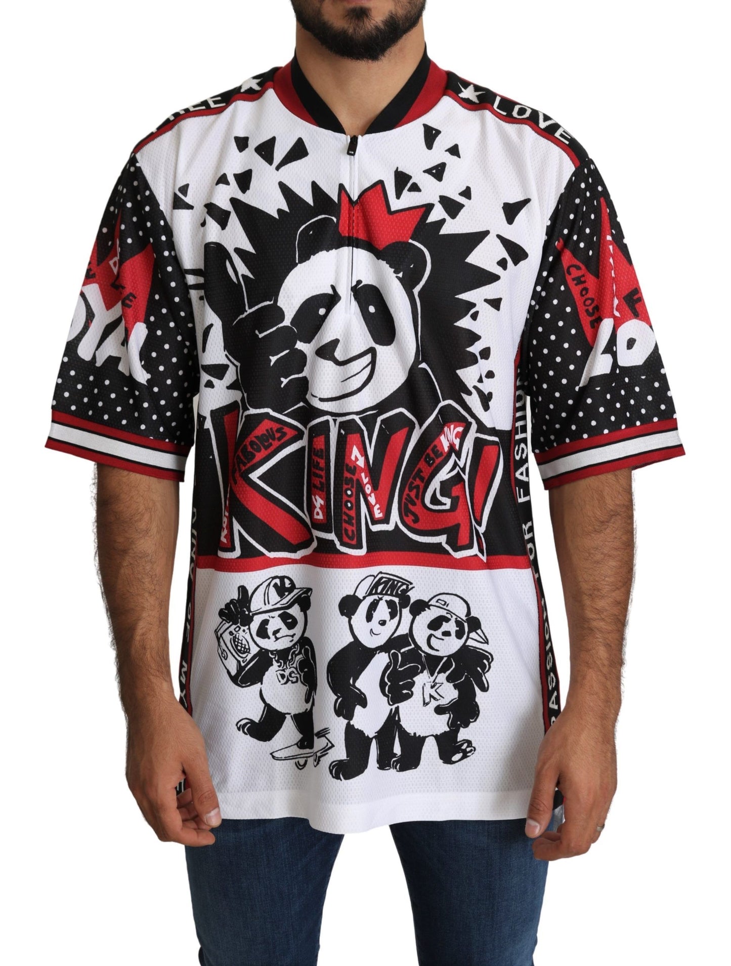 Dolce &amp; Gabbana Vit King Panda Topp Polyester Herr T-shirt