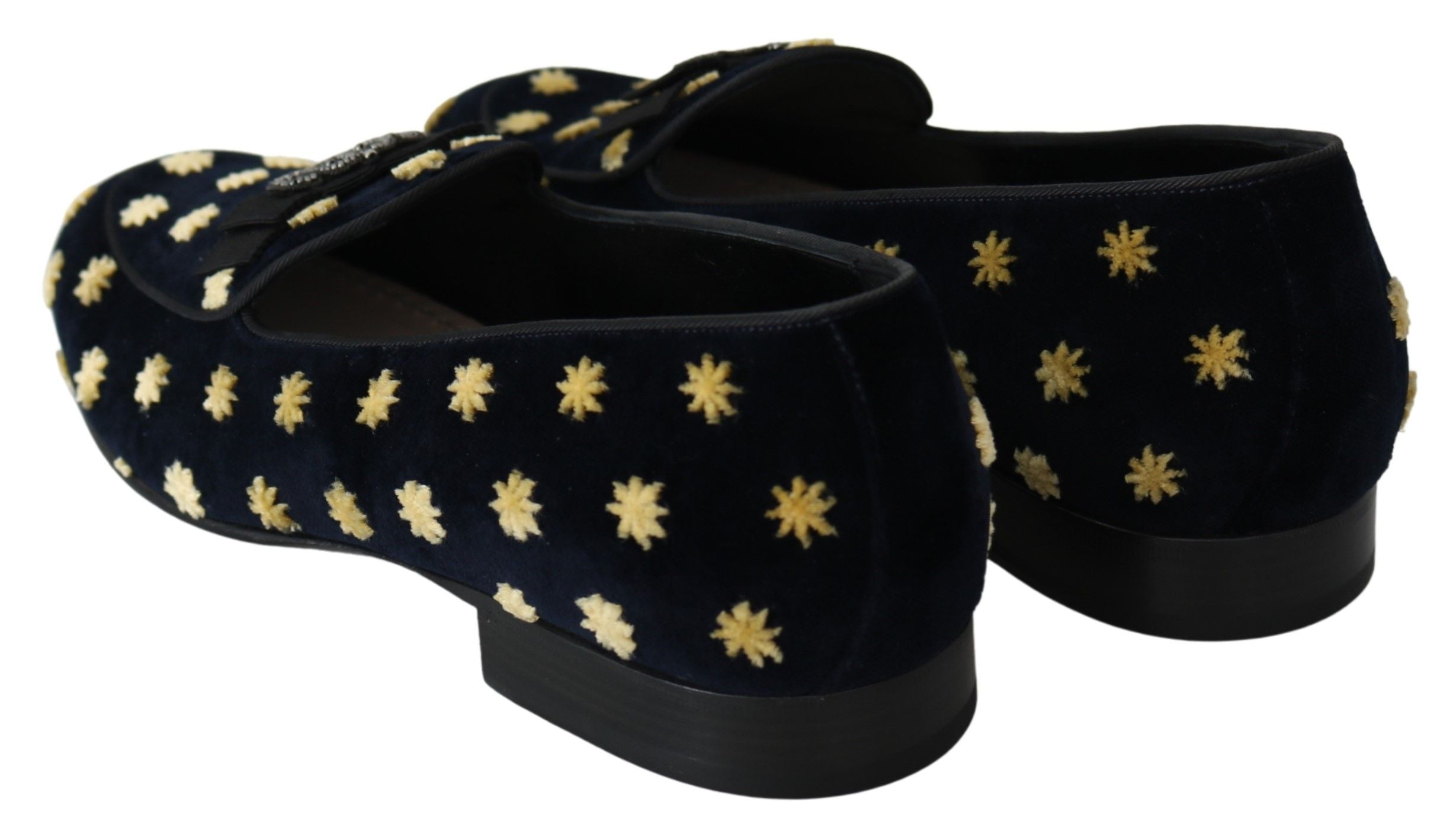 Blå fløyelskrone-tøfler Loafers-sko