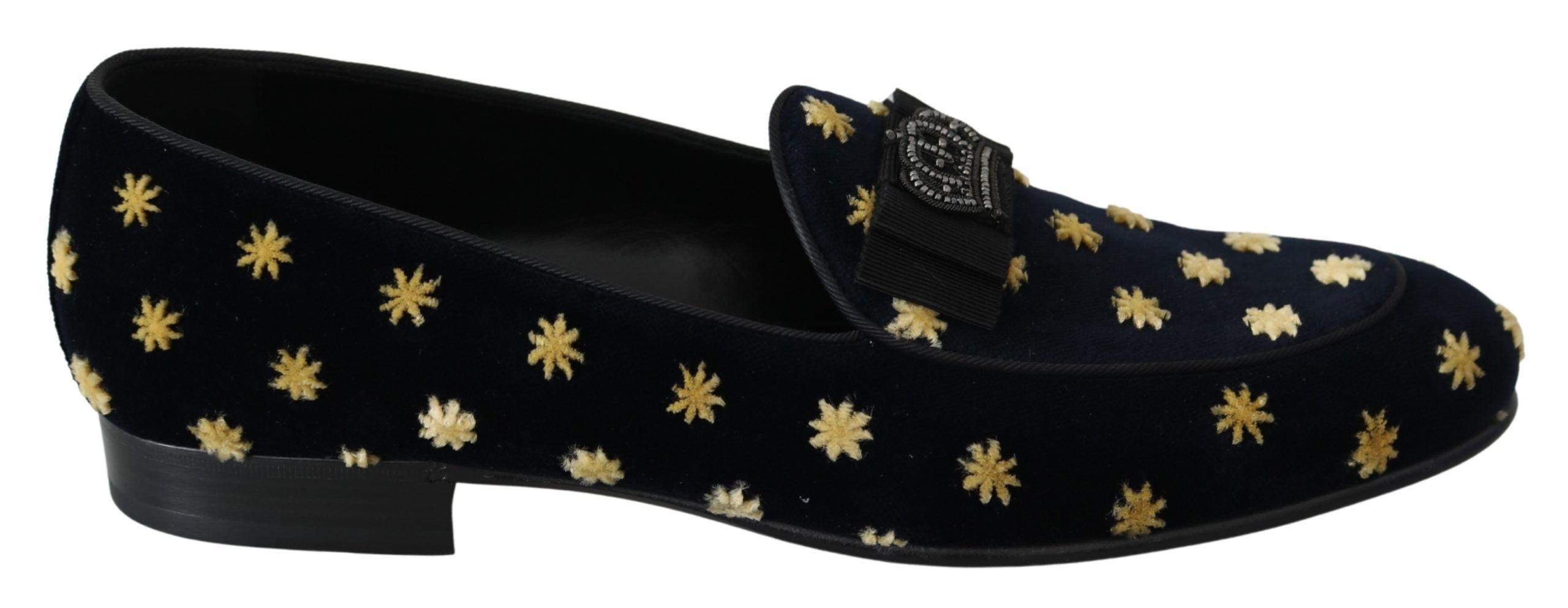 Blå fløyelskrone-tøfler Loafers-sko