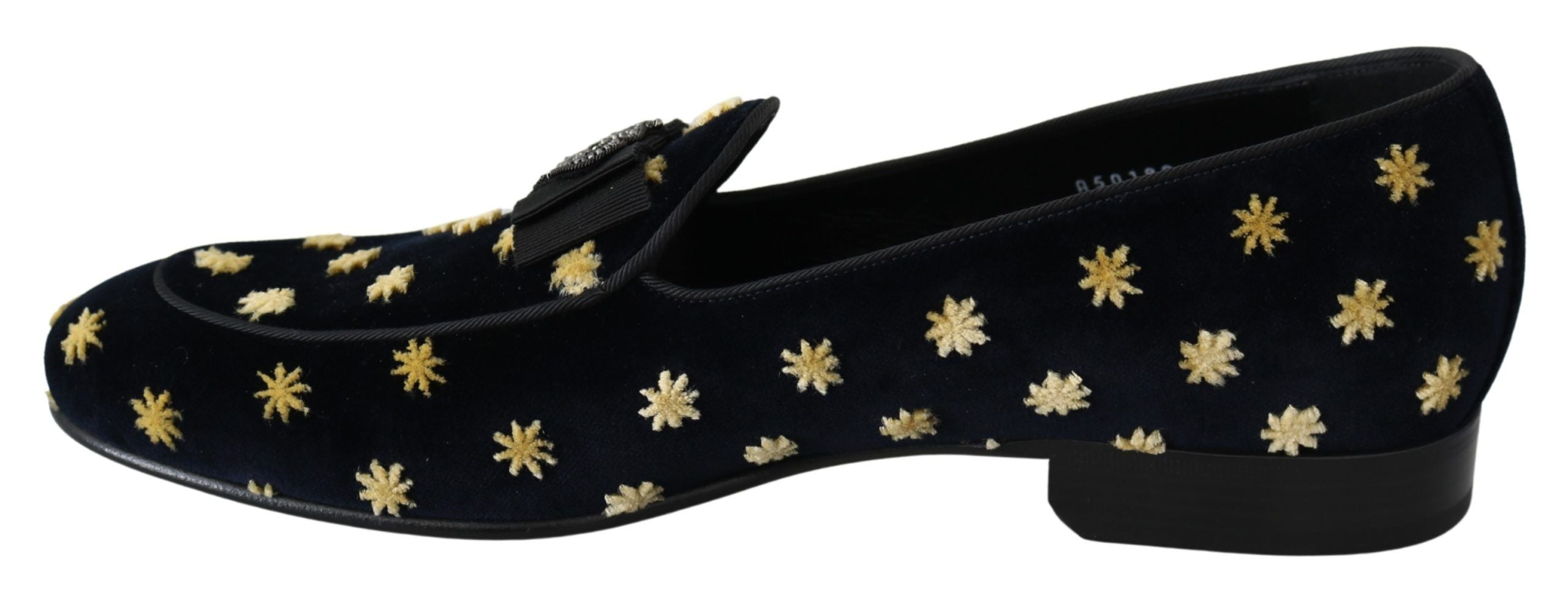 Blå fløyelskrone-tøfler Loafers-sko