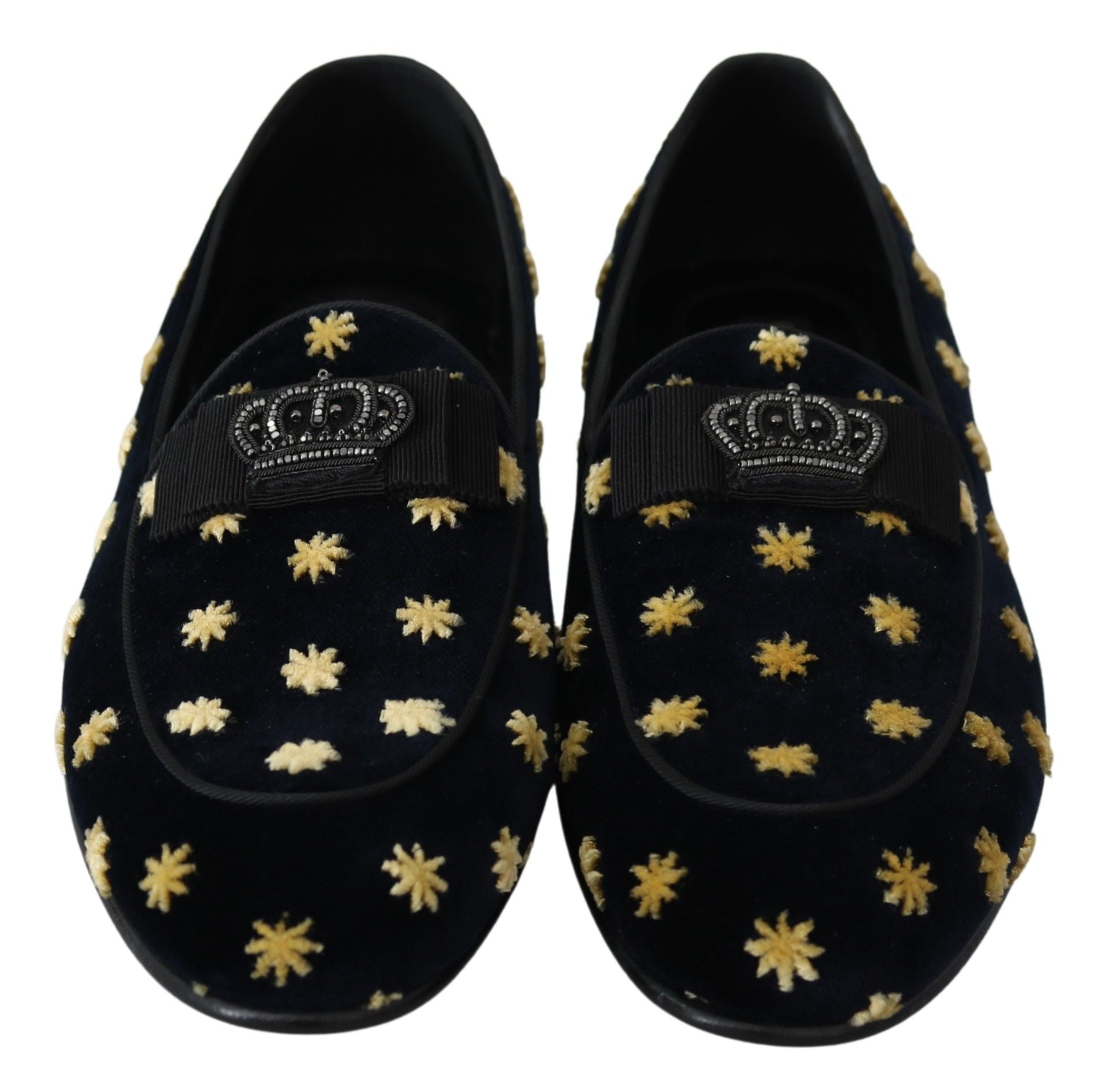 Blå fløyelskrone-tøfler Loafers-sko