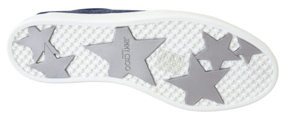 Jimmy Choo Chic Slip-On Blå Denim Semsket Sneakers