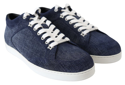 Jimmy Choo Chic Slip-On Blå Denim Semsket Sneakers