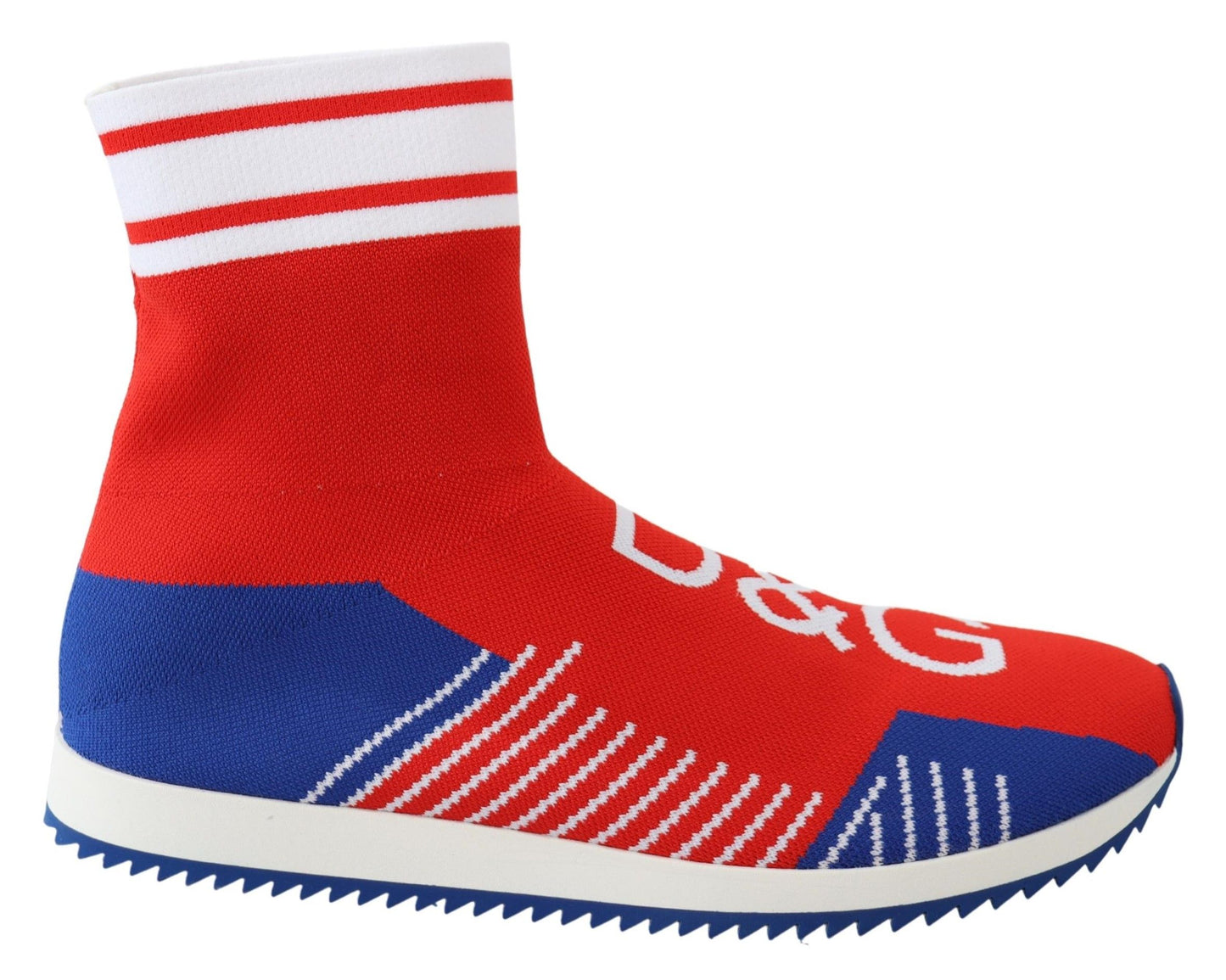 Dolce &amp; Gabbana Blå Röda Sorrento Logo Sneakers Strumpor Skor