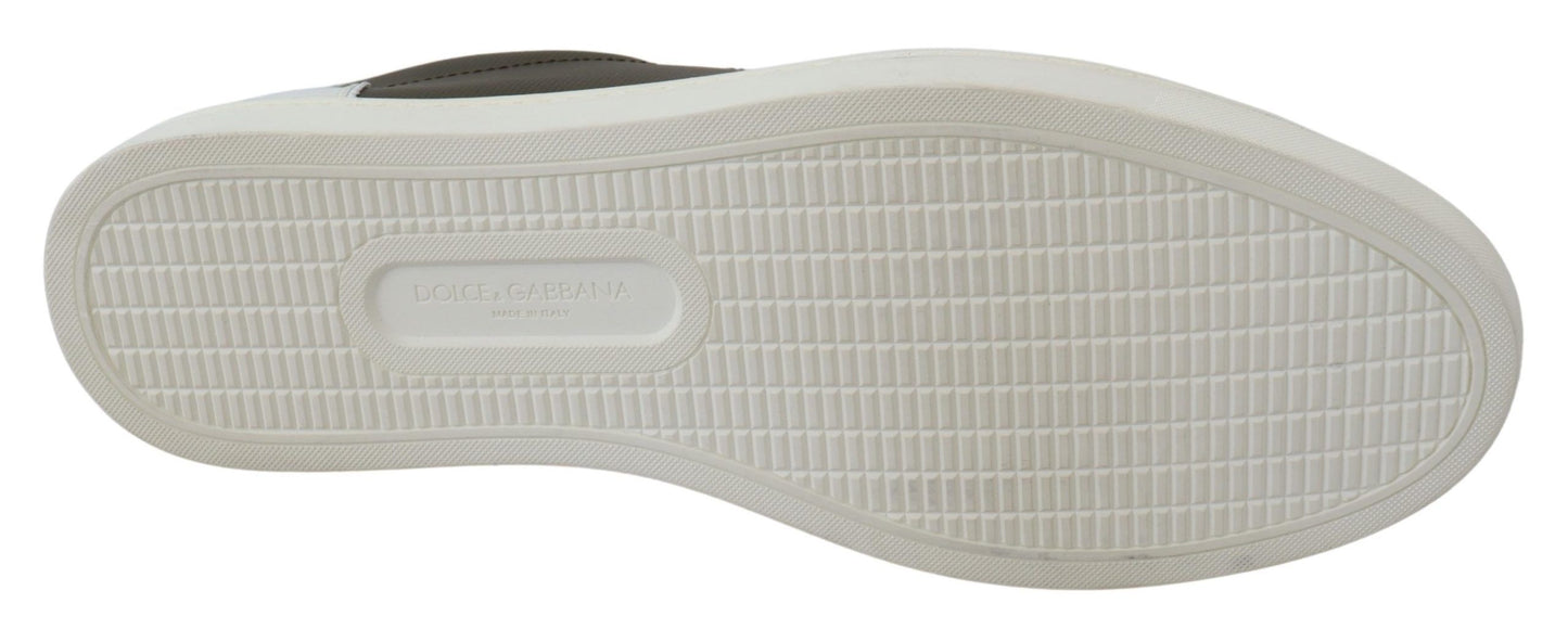 Dolce &amp; Gabbana Vita Gröna Låga Sneakers i Läder