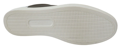 Dolce &amp; Gabbana Vita Gröna Låga Sneakers i Läder