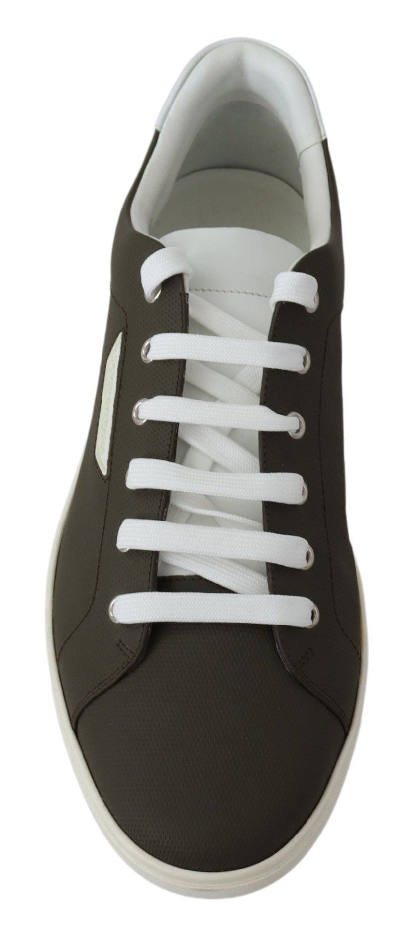 Dolce &amp; Gabbana Vita Gröna Låga Sneakers i Läder