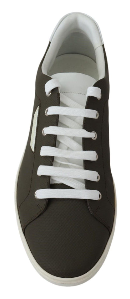 Dolce &amp; Gabbana Vita Gröna Låga Sneakers i Läder