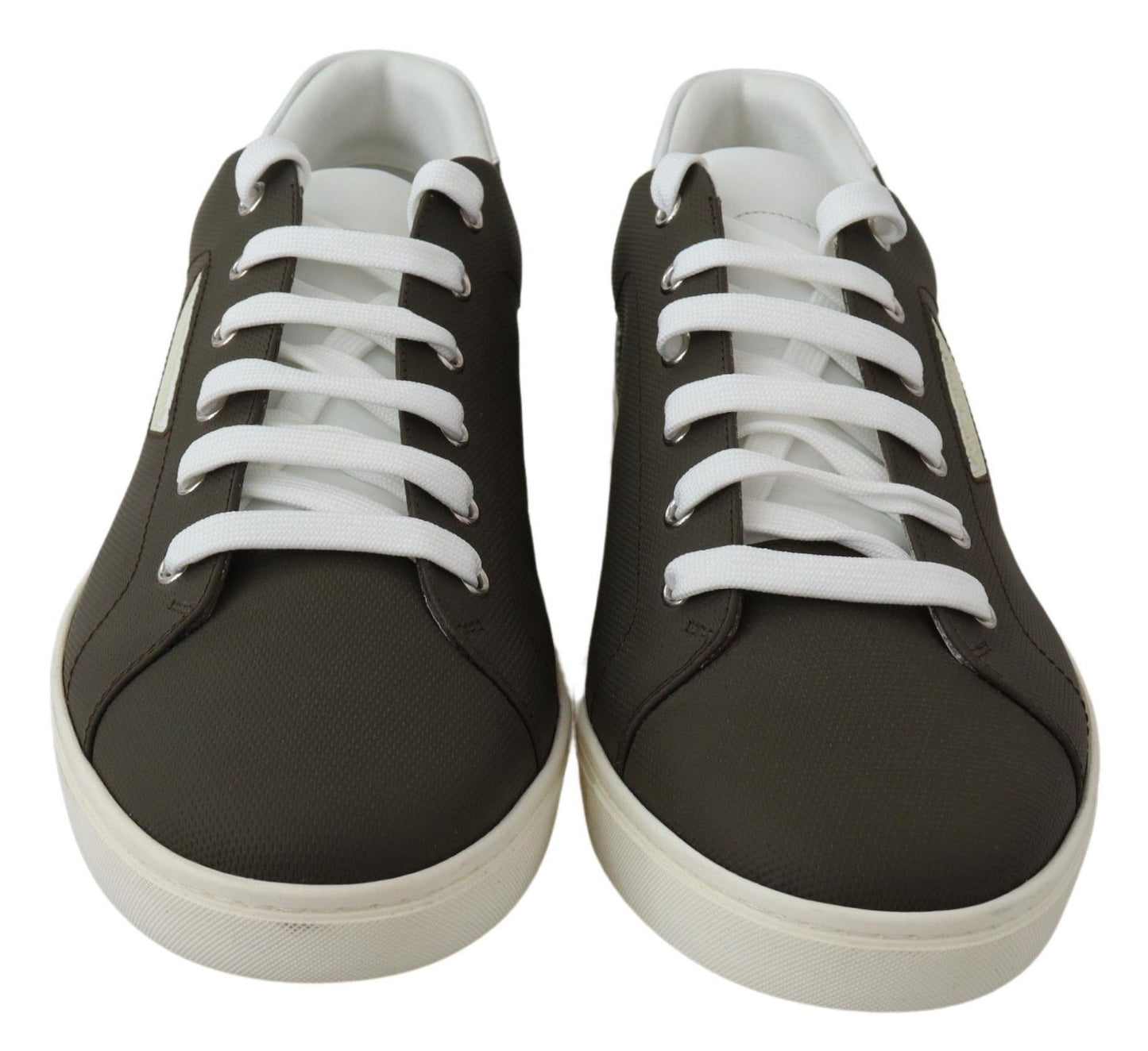 Dolce &amp; Gabbana Vita Gröna Låga Sneakers i Läder
