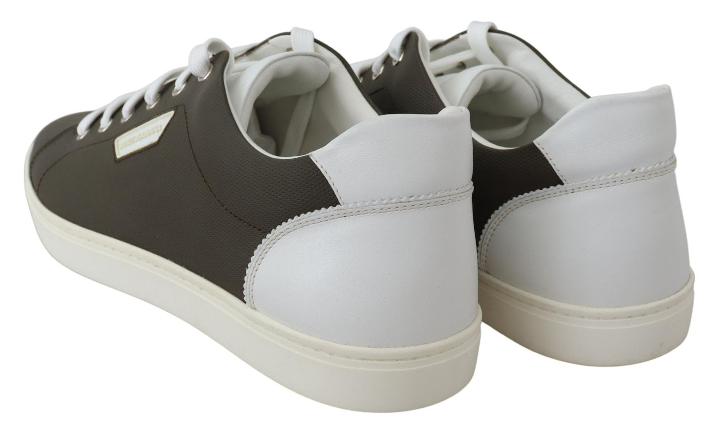 Dolce &amp; Gabbana Vita Gröna Låga Sneakers i Läder