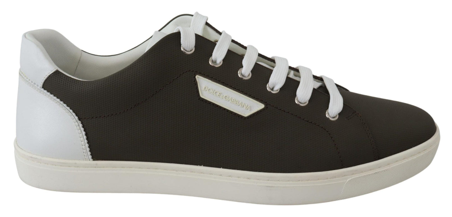 Dolce &amp; Gabbana Vita Gröna Låga Sneakers i Läder