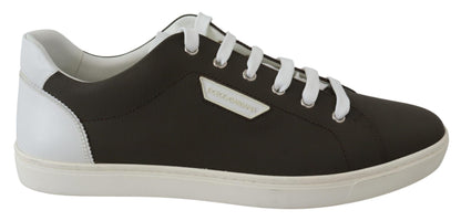 Dolce &amp; Gabbana Vita Gröna Låga Sneakers i Läder