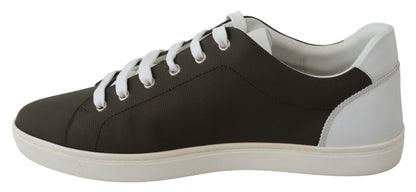 Dolce &amp; Gabbana Vita Gröna Låga Sneakers i Läder