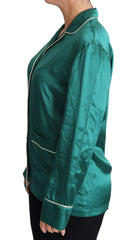 Dolce & Gabbana Green Pyjama Blouse Silk Lounge Sleepwear Top