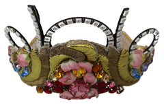 Dolce & Gabbana Gold Brass Floral Crystals LED Lights Crown Tiara Diadem