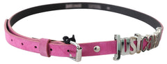 Just Cavalli Pink Silver Chrome Metal Buckle Waist Belt