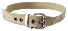 Costume National Beige Cotton Rustic Logo Buckle Belt