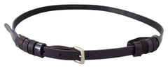 GF Ferre Black Leather Thin Gold Metal Chrome Buckle Belt