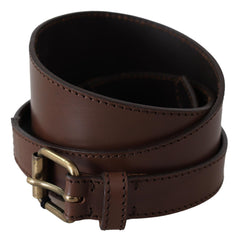PLEIN SUD Brown Leather Gold Metal Buckle Belt