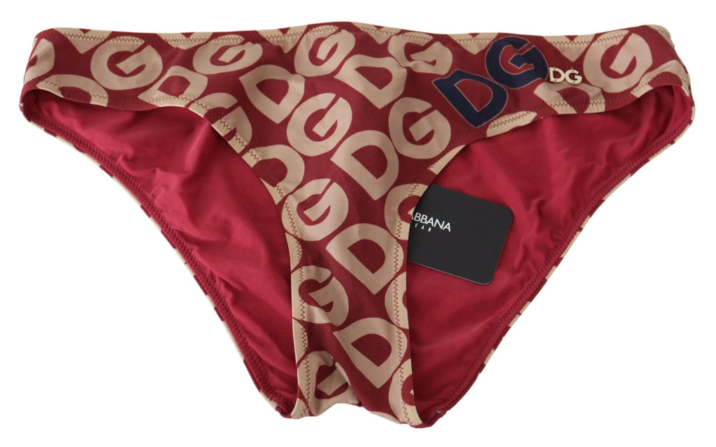 Flerfärgad DG-logotyptryckt bikiniunderdel med strandmotiv