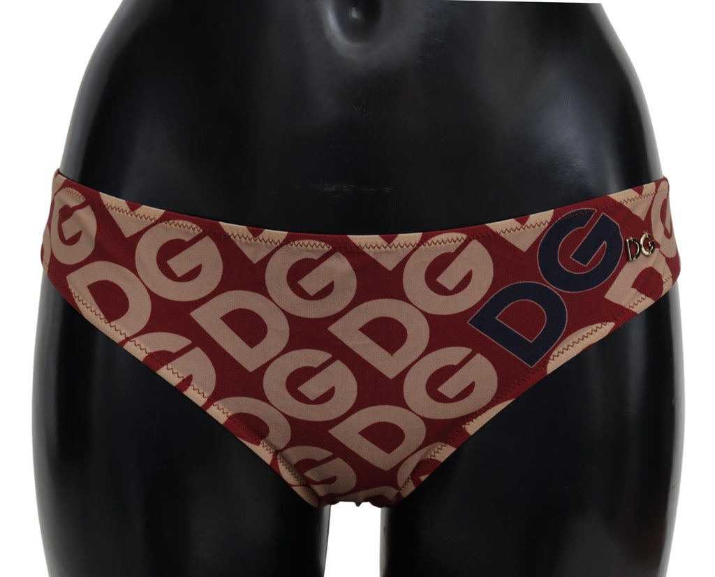 Flerfärgad DG-logotyptryckt bikiniunderdel med strandmotiv
