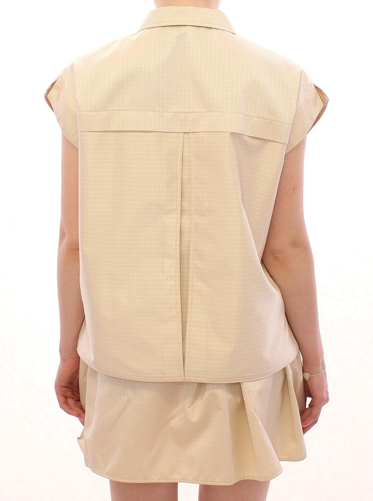 Andrea Incontri Beige Ermeløs Bluse Topp