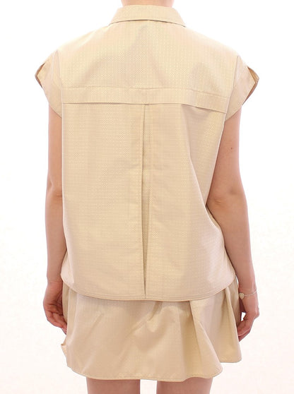 Andrea Incontri Beige Ermeløs Bluse Topp