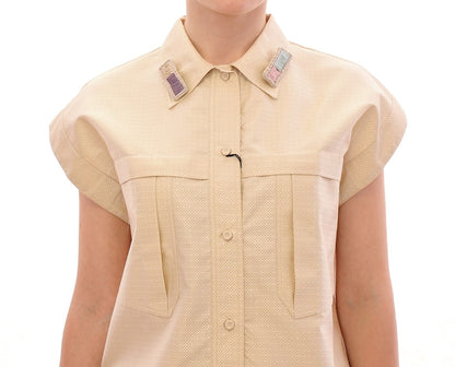 Andrea Incontri Beige Ermeløs Bluse Topp