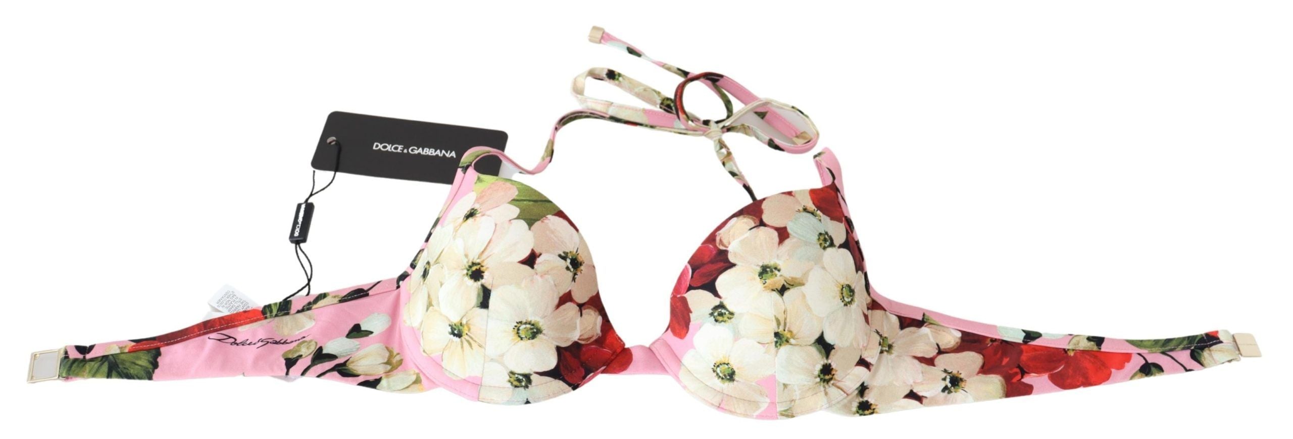 Flerfärgad blommig baddräkt med strandmotiv